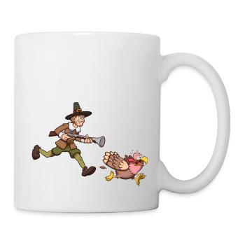 Pèlerin chassant la Turquie - Mug blanc - blanc - Droite