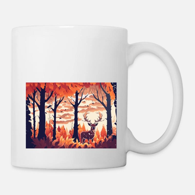 Le cerf dans le champ (Collection d’automne #13) - Mug blanc - blanc