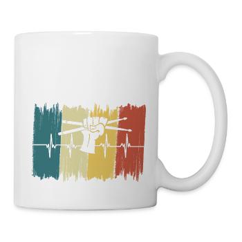 Vintage-Herzschlagmusik-Schlagzeuger - Tasse - Weiß - Rechts