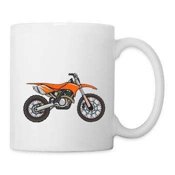 Orange Motocross Motorrad - Tasse - Weiß - Rechts