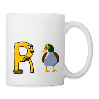 R und Ente gleich Rente Pension Ruhestand - Tasse - Weiß - Rechts