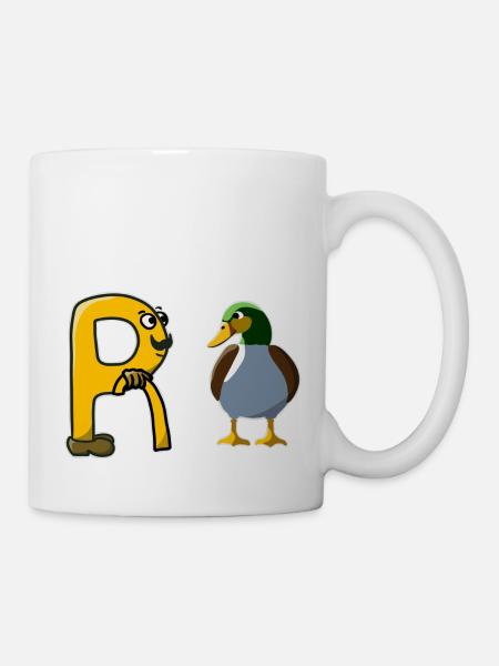 R und Ente gleich Rente Pension Ruhestand - Tasse - Weiß