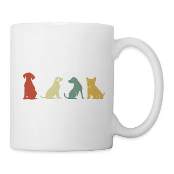 Vintage Retro Hunde - Tasse - Weiß - Rechts