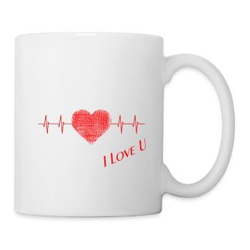 I love You, Ich liebe Dich, I love U - Tasse - Weiß - Rechts