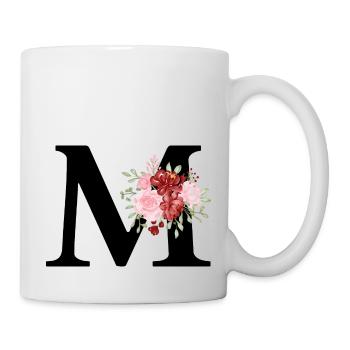 Lettre m floral rouge - Mug blanc - blanc - Droite