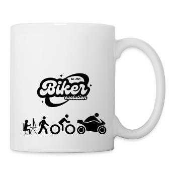 Biker Evolution: Vom Bürohengst zum Sport-Biker! - Tasse - Weiß - Rechts