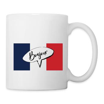 Bonjour French expression for hello with France - Mug - white - Right