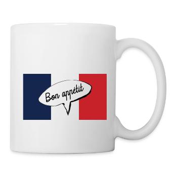 Guten Appetit mit französischer Flagge Genießen Sie Ihr Essen - Tasse - Weiß - Rechts