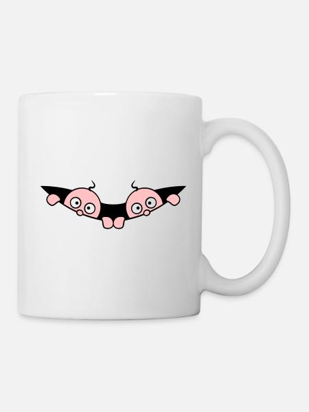 Comic Twins Peeking Out Belly 2 Bébés Enceintes - Mug blanc - blanc