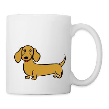 Bunte lustige Kinderzeichnung Dackel - Tasse - Weiß - Rechts
