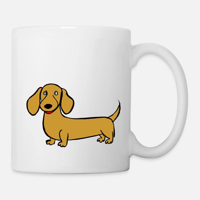 Coloré drôle d’enfant dessinant teckel - Mug blanc - blanc