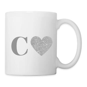 Buchstabe c silbernes Herz - Tasse - Weiß - Rechts