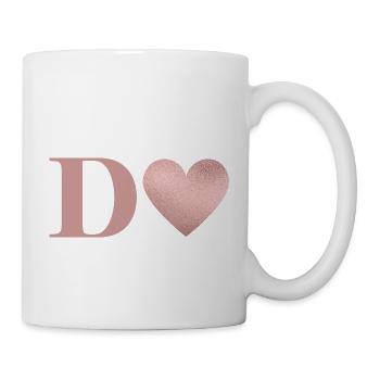 Roségoldener Herzbuchstabe - Tasse - Weiß - Rechts