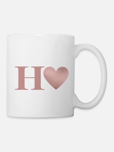 Buchstabe h Herz roségold - Tasse - Weiß