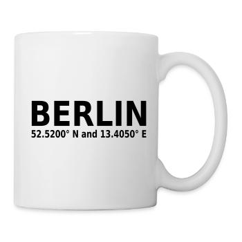 Berlin - mit Geo Koordinaten Waagrecht - Tasse - Weiß - Rechts