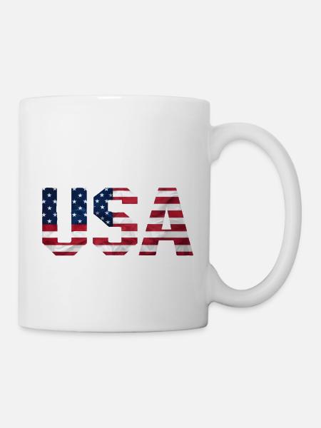 Tee Shirt USA - Lettres Drapeau Américain - Mug blanc - blanc