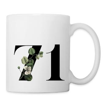 Nummer 71 Blumengrün - 71. Blumengeburtstag - Tasse - Weiß - Rechts