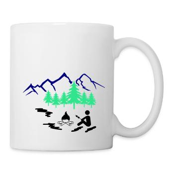 feu de camp en plein air - Mug blanc - blanc - Droite