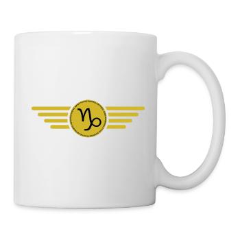 Sternzeichen Steinbock, exklusives T-Shirt Design - Tasse - Weiß - Rechts