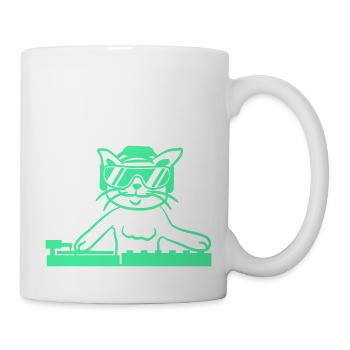 DJ Mischpult Katze Party Tier Kätzchen Haustier - Tasse - Weiß - Rechts
