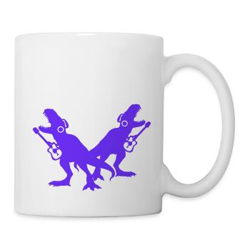 2 T-Rex Dinos Zwei Dinosaurier Gitarre Musik Team - Tasse - Weiß - Rechts