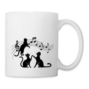 Black cats pattern playing with musical note - Mug - white - Right