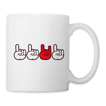 Heavy Metal Hard Rock Music Horns Hand Gesture Logo - Mug - white - Right