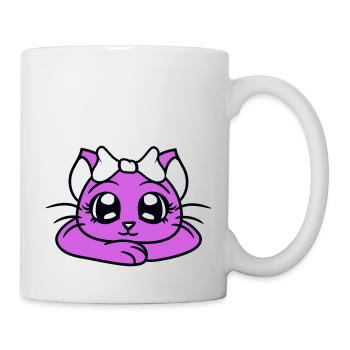 Süße Mädchen Katze Hübsche Schleife Frau Weiblich - Tasse - Weiß - Rechts