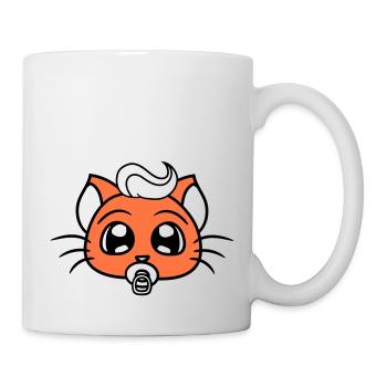 Baby Cat Cute Pacifier Kitten Child Face - Mug - white - Right