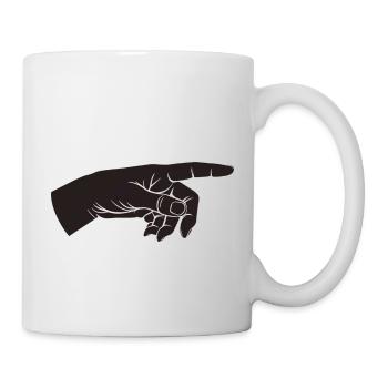 Zeigefinger, Hand, Da lang, Zeiger, Du bist - Tasse - Weiß - Rechts