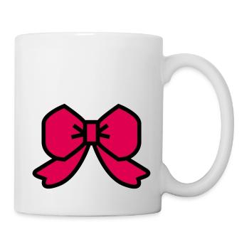 Schleife mit rotem Band - Tasse - Weiß - Rechts