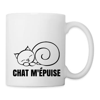 Katze erschöpft mich - Chat Humor - Tasse - Weiß - Rechts