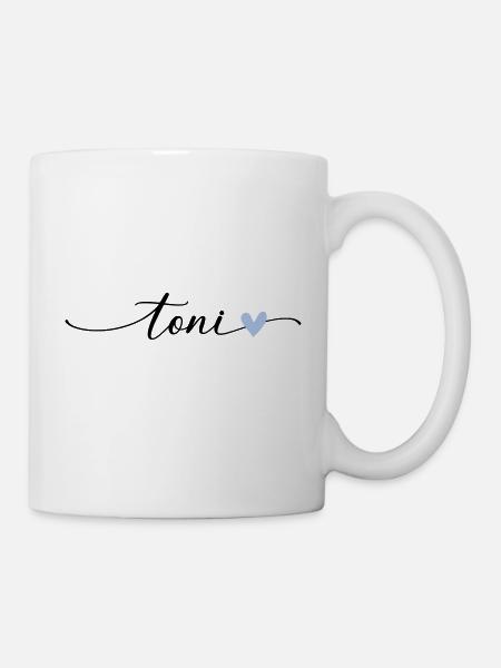 Toni Name Kalligrafie Schrift - Tasse - Weiß