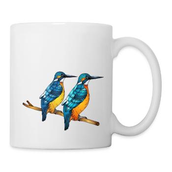 Bunte Vögel - Tasse - Weiß - Rechts