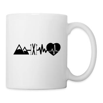 Skiing is life – heartbeat for ski fans - Mug - white - Right