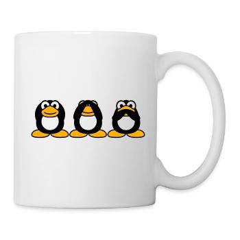 Three wise penguins don't hear anything say team - Mug - white - Right