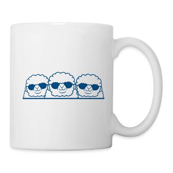 3 DJ Schafe Hinter Zaun Mauer Sonnenbrille Freunde - Tasse - Weiß - Rechts