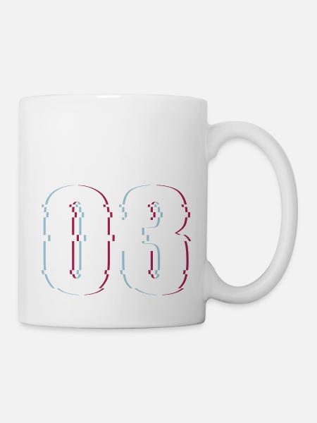 Three 3 Three 03 Number Effect Distorted Number - Mug - white