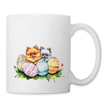Pomeranian Pomeranian Easter Watercolor - Mug - white - Right