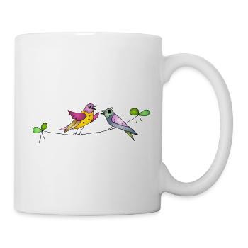 Bunte Vögel - Tasse - Weiß - Rechts