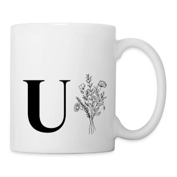 Minimalistische Blumen - Tasse - Weiß - Rechts