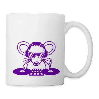 Maus DJ Sonnenbrille Kopfhörer Party Feiern Musik - Tasse - Weiß - Rechts