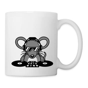 Maus DJ Sonnenbrille Kopfhörer Party Feiern Musik - Tasse - Weiß - Rechts