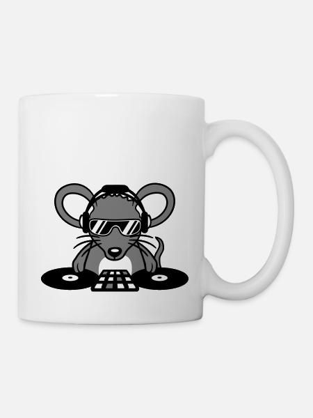 Maus DJ Sonnenbrille Kopfhörer Party Feiern Musik - Tasse - Weiß