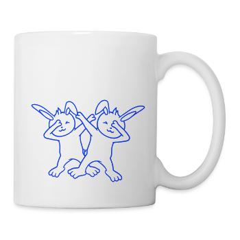 2 Hasen Dabbing Dab Dance Pose Tanzen Party Feiern - Tasse - Weiß - Rechts