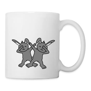 2 Hasen Dabbing Dab Dance Pose Tanzen Party Feiern - Tasse - Weiß - Rechts