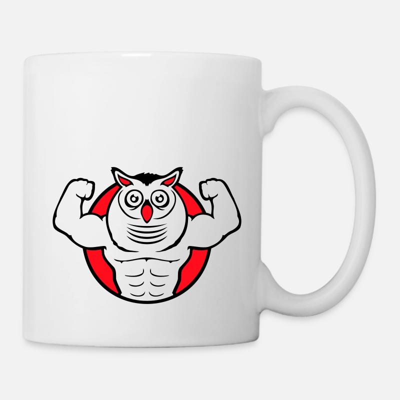 Eule Bodybuilder Muskeln Bizeps Posen Gym Rat Cool - Tasse - Weiß