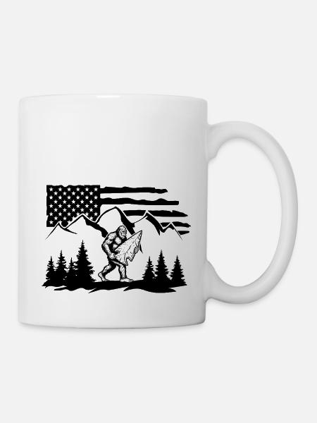 Bigfoot Arrowhead Feuerstein US Flagge - Tasse - Weiß