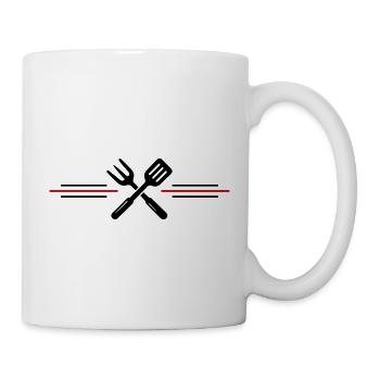 Grill Besteck Grillen Symbol - Tasse - Weiß - Rechts