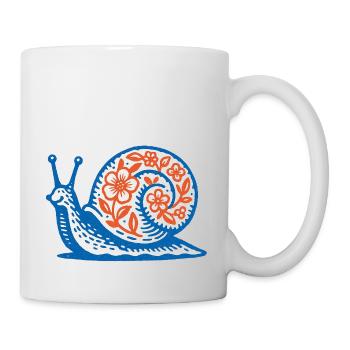 Retro Blaue und Rote Schnecke - Tasse - Weiß - Rechts